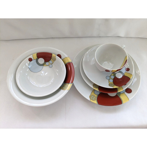 VTG NORITAKE Frank Lloyd Wright 6pc Art Deco China Set Imperial Hotel - Picture 2 of 11
